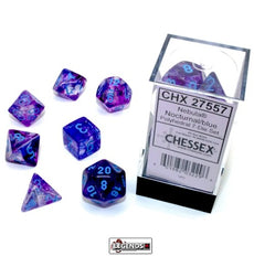 CHESSEX ROLEPLAYING DICE - Nebula Nocturnal/Blue   LUMINARIA (2021)  7-Dice Set  (CHX27557)