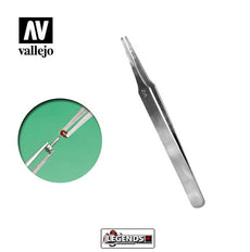 VALLEJO HOBBY TOOLS - Flat Rounded Stainless Steel Tweezers (120 mm)   #T12007