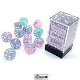 CHESSEX - D6 - 16MM X12  - Nebula: 12D6 Wisteria/White LUMINARIA (2021)  (CHX27745)