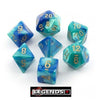 CHESSEX ROLEPLAYING DICE - Gemini Blue-Teal/Gold 7-Dice Set  (CHX26459)