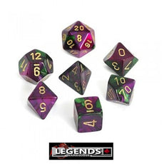 CHESSEX ROLEPLAYING DICE - Gemini Green-Purple/Gold 7-Dice Set  (CHX26434)