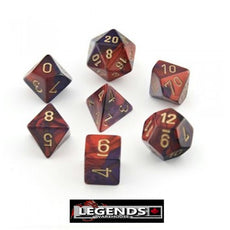 CHESSEX ROLEPLAYING DICE - Gemini Red-Purple/Gold 7-Dice Set  (CHX26426)