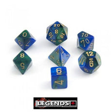 CHESSEX ROLEPLAYING DICE - Gemini Blue-Green/Gold 7-Dice Set  (CHX26436)