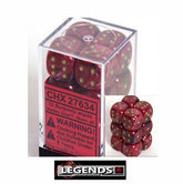 CHESSEX - D6 - 16MM X12 - Vortex: 12D6 Burgundy / Gold  (CHX27634)