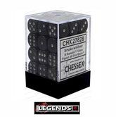 CHESSEX - D6 - 12MM X36  - Borealis: 36D6 Smoke / Silver (CHX27828)