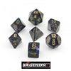 CHESSEX ROLEPLAYING DICE - Lustrous Shadow/Gold 7-Dice Set  (CHX27499)