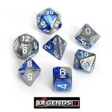 CHESSEX ROLEPLAYING DICE - Gemini Blue-Steel/White 7-Dice Set  (CHX26423)