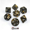 CHESSEX ROLEPLAYING DICE - Leaf  Black-Gold/Silver 7-Dice Set  (CHX27418)