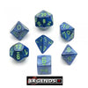 CHESSEX ROLEPLAYING DICE - Lustrous Dark Blue with Green 7-Dice Set  (CHX27496)