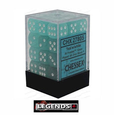 CHESSEX - D6 - 12MM X36  - Frosted: 36D6 Teal/White (CHX27805)
