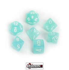 CHESSEX ROLEPLAYING DICE - Frosted Teal/White 7-Dice Set  (CHX27405)