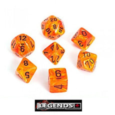 CHESSEX ROLEPLAYING DICE - Vortex Orange Black 7-Dice Set (CHX27433)