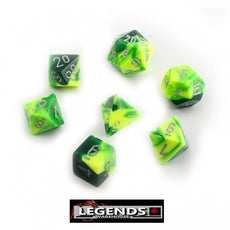 CHESSEX ROLEPLAYING DICE - Gemini Green-Yellow/Silver 7-Dice Set  (CHX26454)